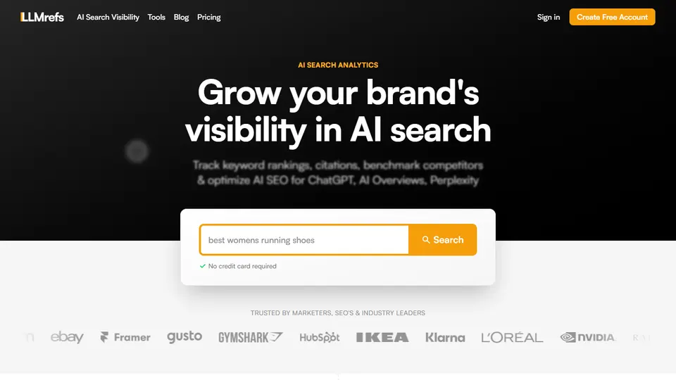 Screenshot of the LLMrefs homepage